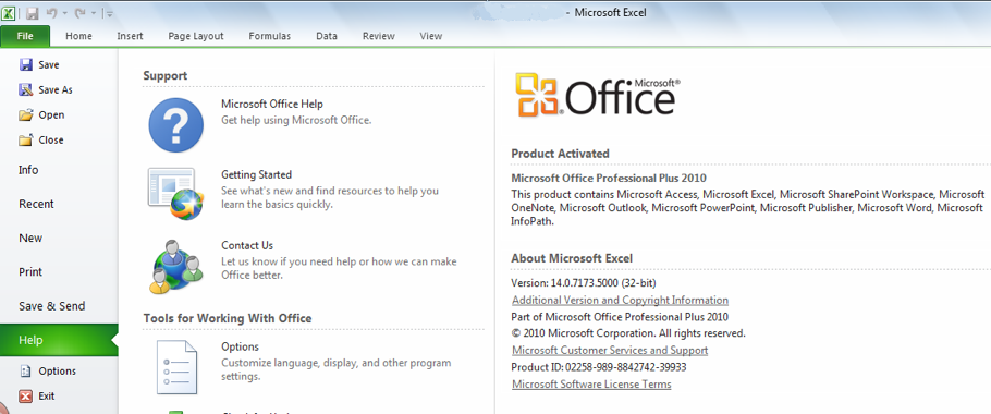 Microsoft Excel Help Option